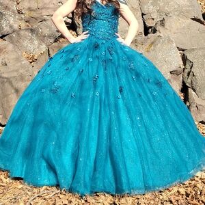 Deep teal prom/quienceanera dress